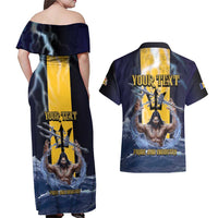 Personalized Barbados Couples Matching Off Shoulder Maxi Dress and Hawaiian Shirt Pride And Industry - Wonder Print Shop