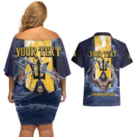 Personalized Barbados Couples Matching Off Shoulder Short Dress and Hawaiian Shirt Pride And Industry - Wonder Print Shop