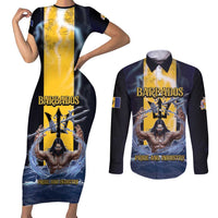 Personalized Barbados Couples Matching Short Sleeve Bodycon Dress and Long Sleeve Button Shirt Pride And Industry - Wonder Print Shop