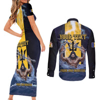 Personalized Barbados Couples Matching Short Sleeve Bodycon Dress and Long Sleeve Button Shirt Pride And Industry - Wonder Print Shop