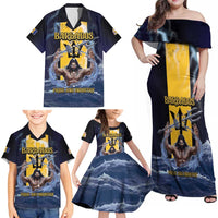 Personalized Barbados Family Matching Off Shoulder Maxi Dress and Hawaiian Shirt Pride And Industry - Wonder Print Shop