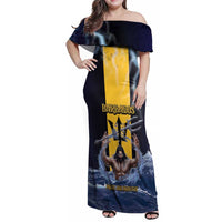 Personalized Barbados Family Matching Off Shoulder Maxi Dress and Hawaiian Shirt Pride And Industry - Wonder Print Shop