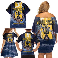 Personalized Barbados Family Matching Off Shoulder Short Dress and Hawaiian Shirt Pride And Industry - Wonder Print Shop