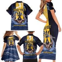 Personalized Barbados Family Matching Short Sleeve Bodycon Dress and Hawaiian Shirt Pride And Industry - Wonder Print Shop