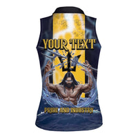 Personalized Barbados Women Sleeveless Polo Shirt Pride And Industry - Wonder Print Shop