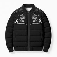 Skull Cowboy Bomber Puffer Jacket Western Yoke Style - Wonder Print Shop