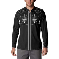 Skull Cowboy Button Sweatshirt Western Yoke Style - Wonder Print Shop