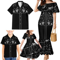 Skull Cowboy Family Matching Mermaid Dress and Hawaiian Shirt Western Yoke Style - Wonder Print Shop