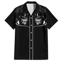 Skull Cowboy Family Matching Off The Shoulder Long Sleeve Dress and Hawaiian Shirt Western Yoke Style - Wonder Print Shop