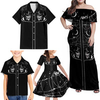 Skull Cowboy Family Matching Off Shoulder Maxi Dress and Hawaiian Shirt Western Yoke Style - Wonder Print Shop