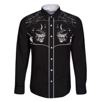 Skull Cowboy Family Matching Short Sleeve Bodycon Dress and Hawaiian Shirt Western Yoke Style - Wonder Print Shop