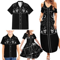Skull Cowboy Family Matching Summer Maxi Dress and Hawaiian Shirt Western Yoke Style - Wonder Print Shop