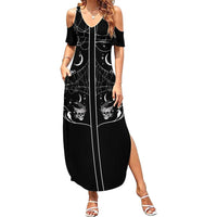 Skull Cowboy Family Matching Summer Maxi Dress and Hawaiian Shirt Western Yoke Style - Wonder Print Shop