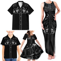 Skull Cowboy Family Matching Tank Maxi Dress and Hawaiian Shirt Western Yoke Style - Wonder Print Shop