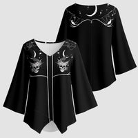 Skull Cowboy Kimono Sleeve Blouse Western Yoke Style - Wonder Print Shop