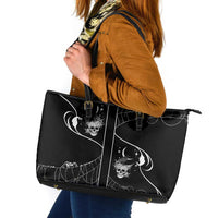 Skull Cowboy Leather Tote Bag Western Yoke Style - Wonder Print Shop