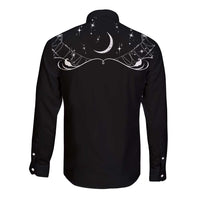 Skull Cowboy Long Sleeve Button Shirt Western Yoke Style - Wonder Print Shop