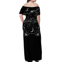 Skull Cowboy Off Shoulder Maxi Dress Western Yoke Style - Wonder Print Shop