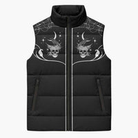 Skull Cowboy Sleeveless Puffer Jacket Western Yoke Style - Wonder Print Shop
