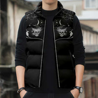 Skull Cowboy Sleeveless Puffer Jacket Western Yoke Style - Wonder Print Shop