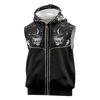 Skull Cowboy Sleeveless Zip Hoodie Western Yoke Style - Wonder Print Shop