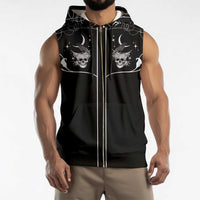 Skull Cowboy Sleeveless Zip Hoodie Western Yoke Style - Wonder Print Shop