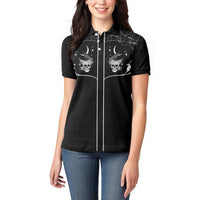 Skull Cowboy Women Polo Shirt Western Yoke Style - Wonder Print Shop