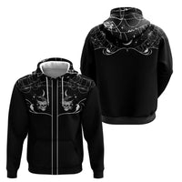 Skull Cowboy Zip Hoodie Western Yoke Style - Wonder Print Shop