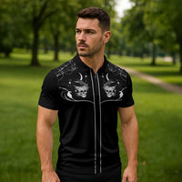 Skull Cowboy Zipper Polo Shirt Western Yoke Style - Wonder Print Shop