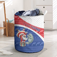 Cape Verde Christmas Laundry Basket Black Santa Clause With The Manatee - Wonder Print Shop