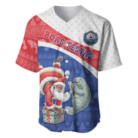 Personalized Cape Verde Christmas Baseball Jersey Black Santa Clause With The Manatee - Wonder Print Shop
