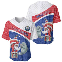 Personalized Cape Verde Christmas Baseball Jersey Black Santa Clause With The Manatee - Wonder Print Shop