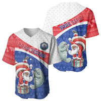 Personalized Cape Verde Christmas Baseball Jersey Black Santa Clause With The Manatee - Wonder Print Shop
