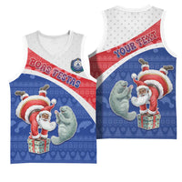 Personalized Cape Verde Christmas Basketball Jersey Black Santa Clause With The Manatee - Wonder Print Shop