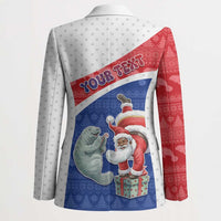 Personalized Cape Verde Christmas Blazer Black Santa Clause With The Manatee - Wonder Print Shop