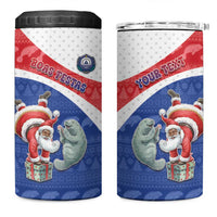 Personalized Cape Verde Christmas 4 in 1 Can Cooler Tumbler Black Santa Clause With The Manatee - Wonder Print Shop