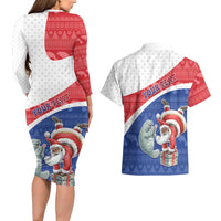 Personalized Cape Verde Christmas Couples Matching Long Sleeve Bodycon Dress and Hawaiian Shirt Black Santa Clause With The Manatee - Wonder Print Shop