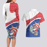 Personalized Cape Verde Christmas Couples Matching Long Sleeve Bodycon Dress and Hawaiian Shirt Black Santa Clause With The Manatee - Wonder Print Shop