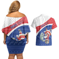 Personalized Cape Verde Christmas Couples Matching Off Shoulder Short Dress and Hawaiian Shirt Black Santa Clause With The Manatee - Wonder Print Shop