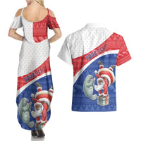 Personalized Cape Verde Christmas Couples Matching Summer Maxi Dress and Hawaiian Shirt Black Santa Clause With The Manatee - Wonder Print Shop