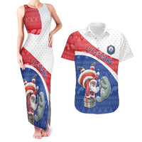 Personalized Cape Verde Christmas Couples Matching Tank Maxi Dress and Hawaiian Shirt Black Santa Clause With The Manatee - Wonder Print Shop