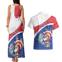 Personalized Cape Verde Christmas Couples Matching Tank Maxi Dress and Hawaiian Shirt Black Santa Clause With The Manatee - Wonder Print Shop