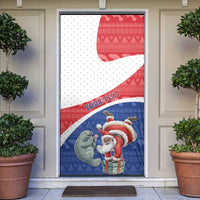 Personalized Cape Verde Christmas Door Cover Black Santa Clause With The Manatee - Wonder Print Shop