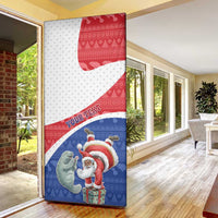 Personalized Cape Verde Christmas Door Cover Black Santa Clause With The Manatee - Wonder Print Shop
