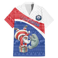 Personalized Cape Verde Christmas Family Matching Mermaid Dress and Hawaiian Shirt Black Santa Clause With The Manatee - Wonder Print Shop