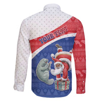 Personalized Cape Verde Christmas Family Matching Off The Shoulder Long Sleeve Dress and Hawaiian Shirt Black Santa Clause With The Manatee - Wonder Print Shop