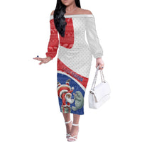 Personalized Cape Verde Christmas Family Matching Off The Shoulder Long Sleeve Dress and Hawaiian Shirt Black Santa Clause With The Manatee - Wonder Print Shop