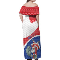 Personalized Cape Verde Christmas Family Matching Off Shoulder Maxi Dress and Hawaiian Shirt Black Santa Clause With The Manatee - Wonder Print Shop
