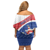 Personalized Cape Verde Christmas Family Matching Off Shoulder Short Dress and Hawaiian Shirt Black Santa Clause With The Manatee - Wonder Print Shop