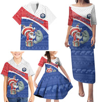 Personalized Cape Verde Christmas Family Matching Puletasi and Hawaiian Shirt Black Santa Clause With The Manatee - Wonder Print Shop